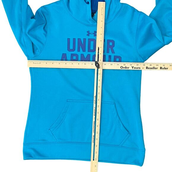 Under Armour Bright Blue Logo Semi-Fitted Athletic Hoodie Sweatshirt size S - Picture 3 of 11